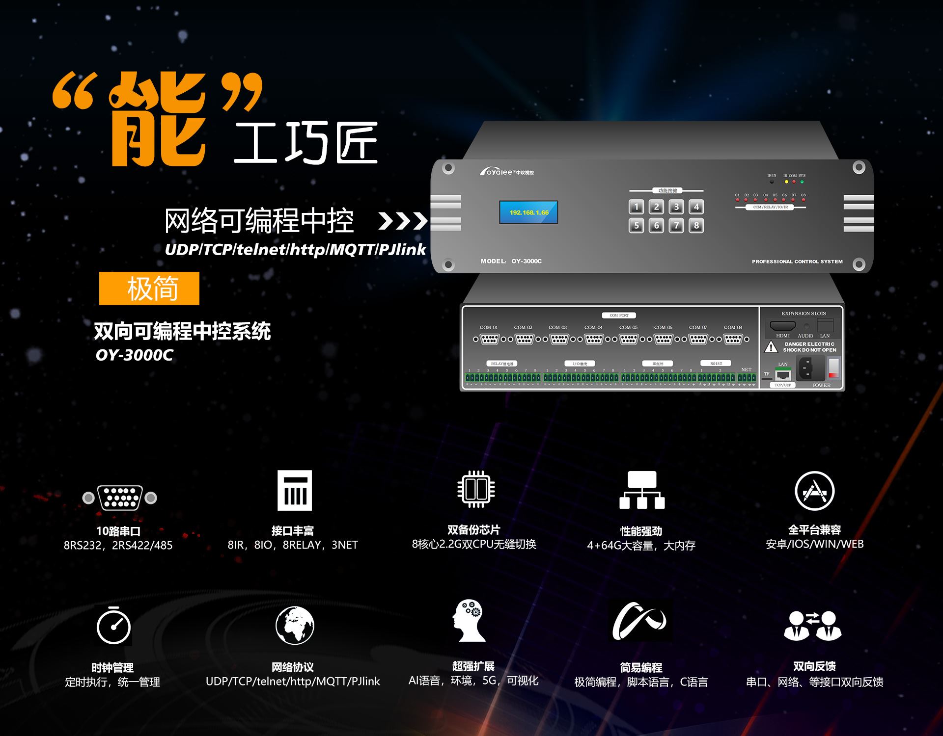 OY-3000C高性价比双向网络可编程中央控制系统