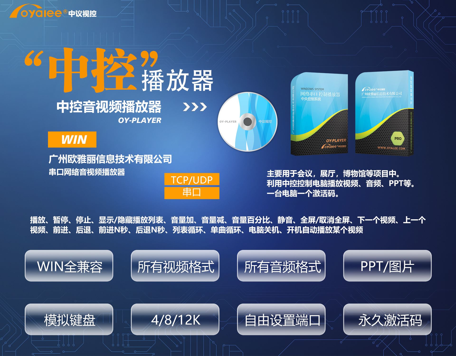 中控音视频PPT播放控制OY-PLAYER